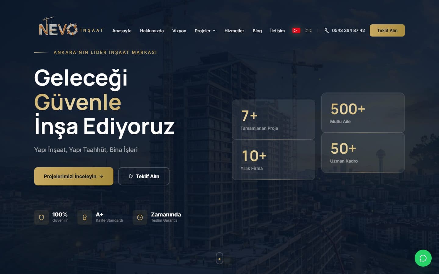 Nevo İnşaat — Kurumsal Web • İnşaat