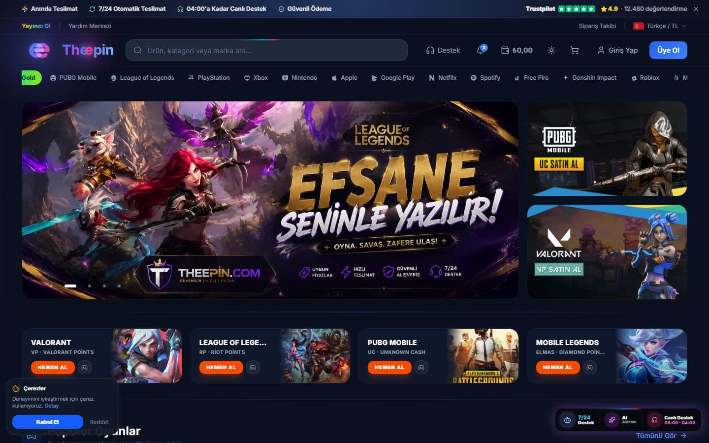 TheEpin — EPIN Sistemi • Dijital Ürün Pazarı